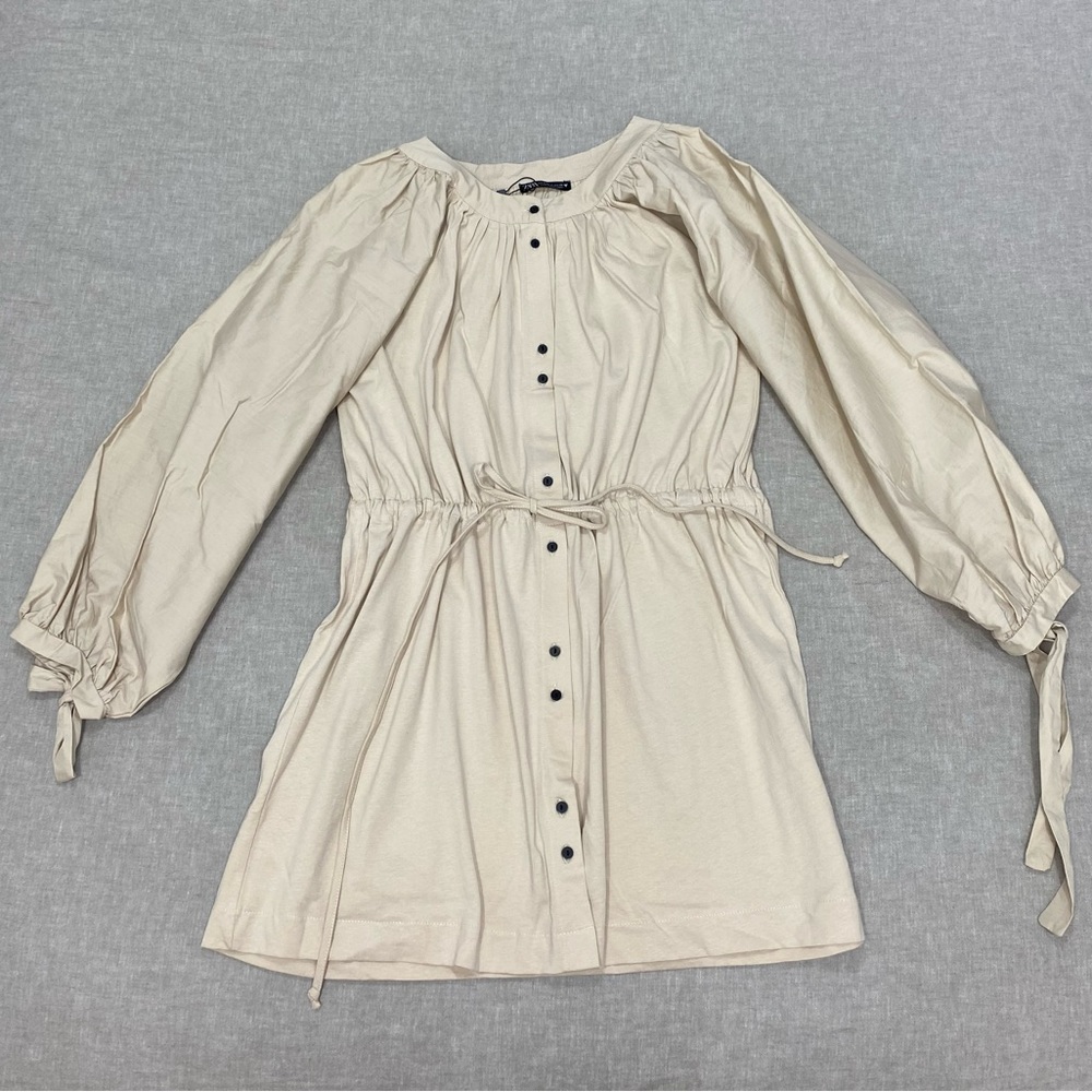 Zara,BELTED MINI DRESS,color Sand size S